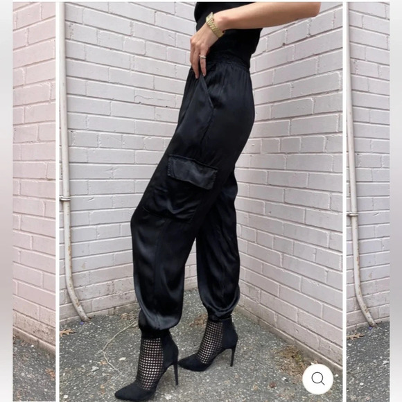 Sexy Satin Finish Cargo Pant with elastic waist trendy & comfortable size  small - Picture 5 of 11